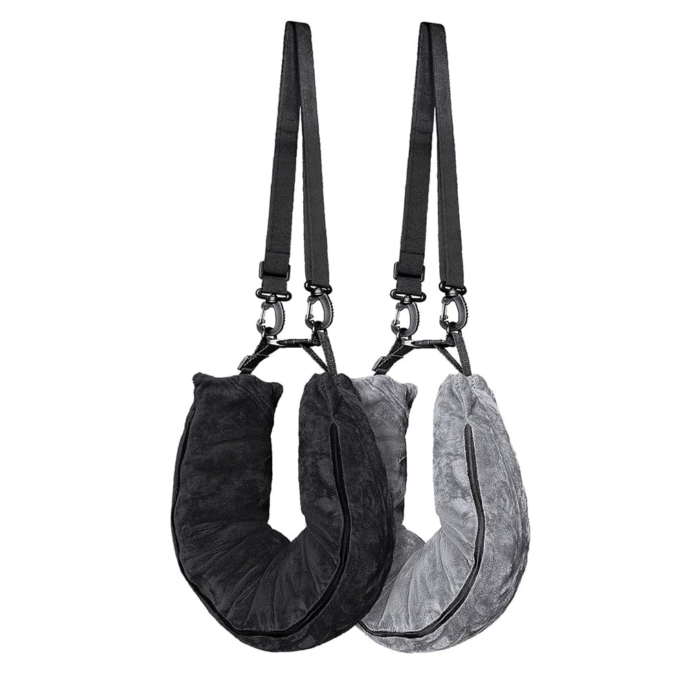 Gokoti 2Pack Stuffable Travel Pillow for Extra Luggage, Velvet Travel Neck Pillow with Adjustable Neck Size, Fits About Travel