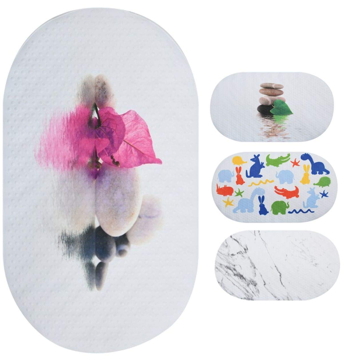 MSV Borneo Antibacterial Non-Slip Bath Mat Bathroom Accessory with Suction Cups Approx. 39 x 69 cm