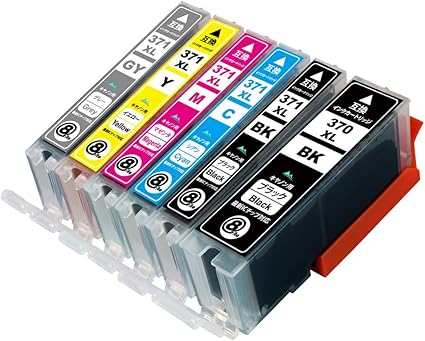 Amazon Co Jp Canon キャノン 371 370 6色パック大容量 Bci 370xl Bk Bci 371xl Bk C M Y Gy Icチップ残量表示検知機能付き Mt Smile製 純正 互換 インク カートリッジ 370xl 371xl Bci 370 Bci 371 365日保証 サービス