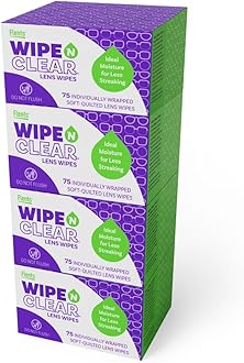 Flents Wipe 'N Clear Lens Cleaning Wipes, Pre-Moistened, Gentle Cleaning, AntiStreak, Fast Drying, 4 Portable Boxes Of 75, 300 Count, Individually Wrapped for Travel & Convenience, Made in the USA