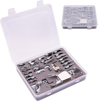 Professional Domestic 30 PCS Sewing Machine Presser Foot Presser Feet Set for Brother, Babylock, Singer, Janome, Elna, Toyota, New Home, Simplicity and Kenmore Low Shank Sewing Machines