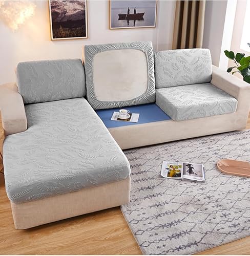 WYJHNLBEDC Funda para sofá o sofá, elástica, de tela elástica, para sofá de 3/2/1 plaza, forma L/U, protección contra arañazos, gato (gris claro, 1 plaza/1 pieza)