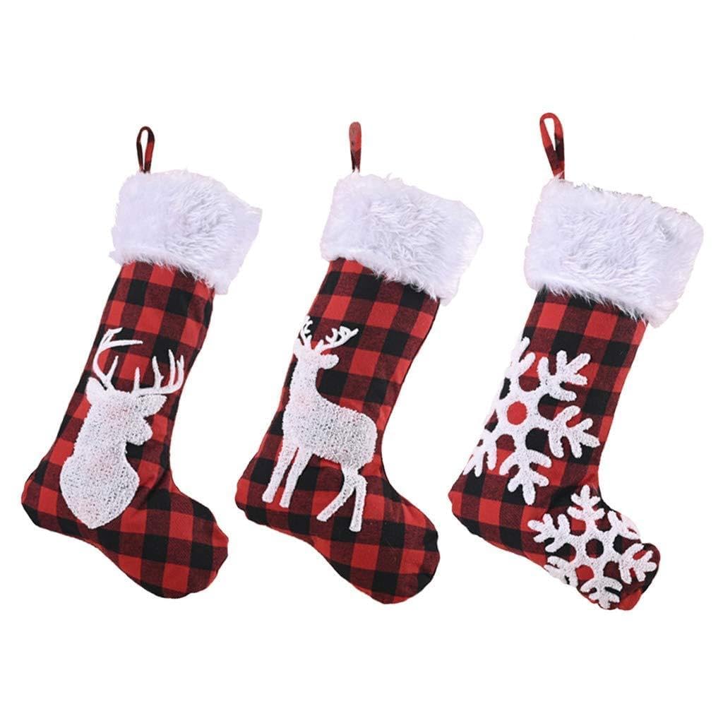 Lot de 3 chaussettes de Noël à suspendre | Botte de Noël pour cheminée et cadeaux