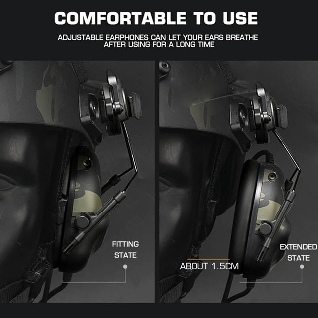 2PCS ARC Rail Suspension Headset Bracket Ear Muff Adapter For Tactical Helmets – Tool-Free Mount On FAST Helmet
