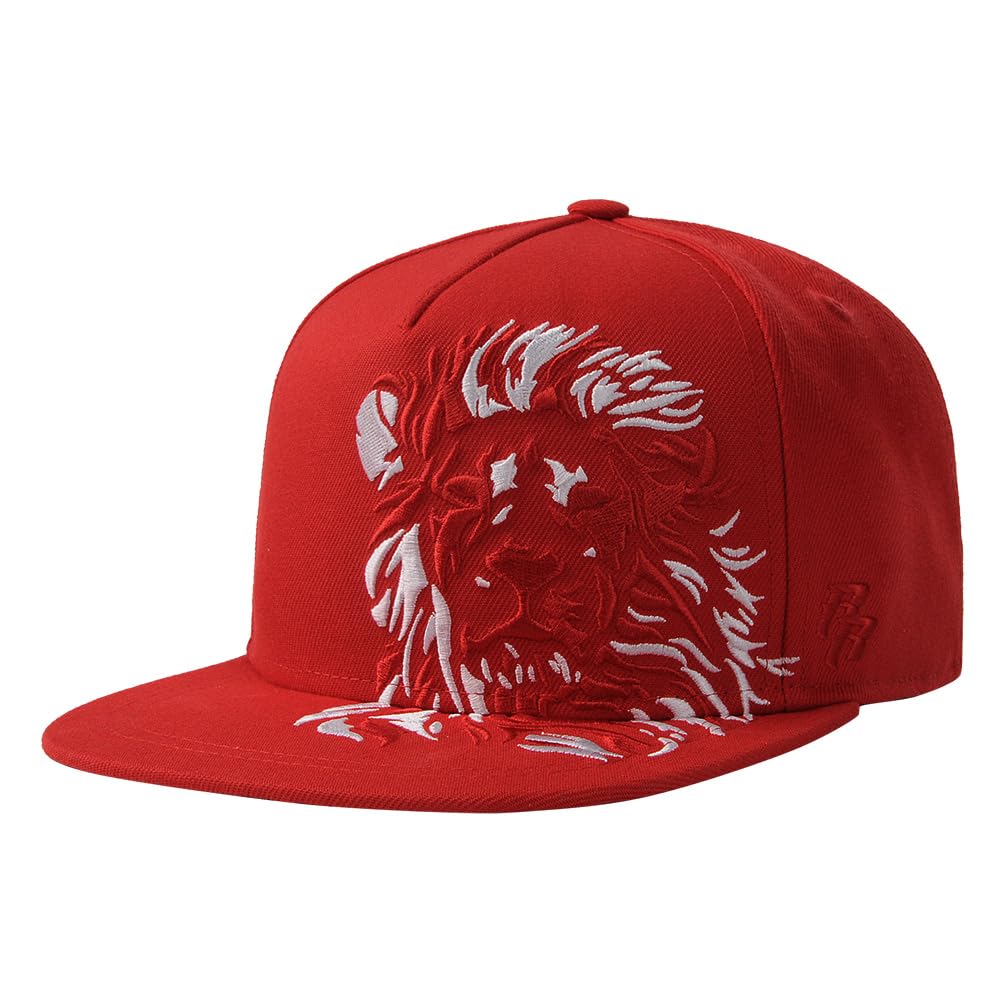 RIOREX Hip Hop Baseball Cap - Animal Embroidery, Adjustable Leather Strapback, Fashion Hat For Men (Red)