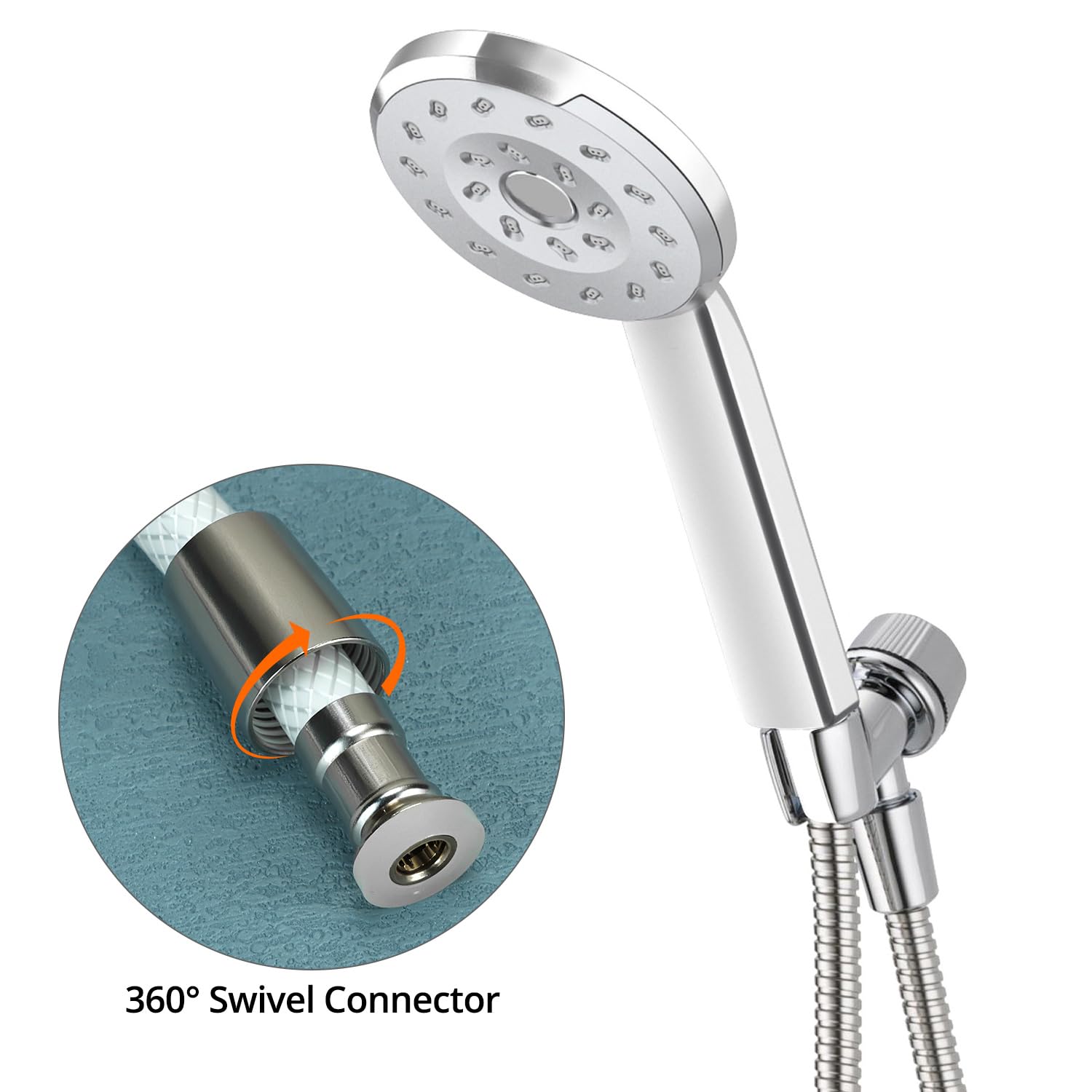 QWORK® tubo doccia in PVC da 3 m, doccia ad alta pressione antipiega, tubo di ricambio a prova di perdite per rubinetti da bagno