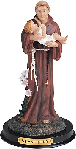 ICE ARMOR 9 pulgadas de alto San Antonio sosteniendo niño Jesús estatua Antonio de Padua figura religiosa decoración religiosa