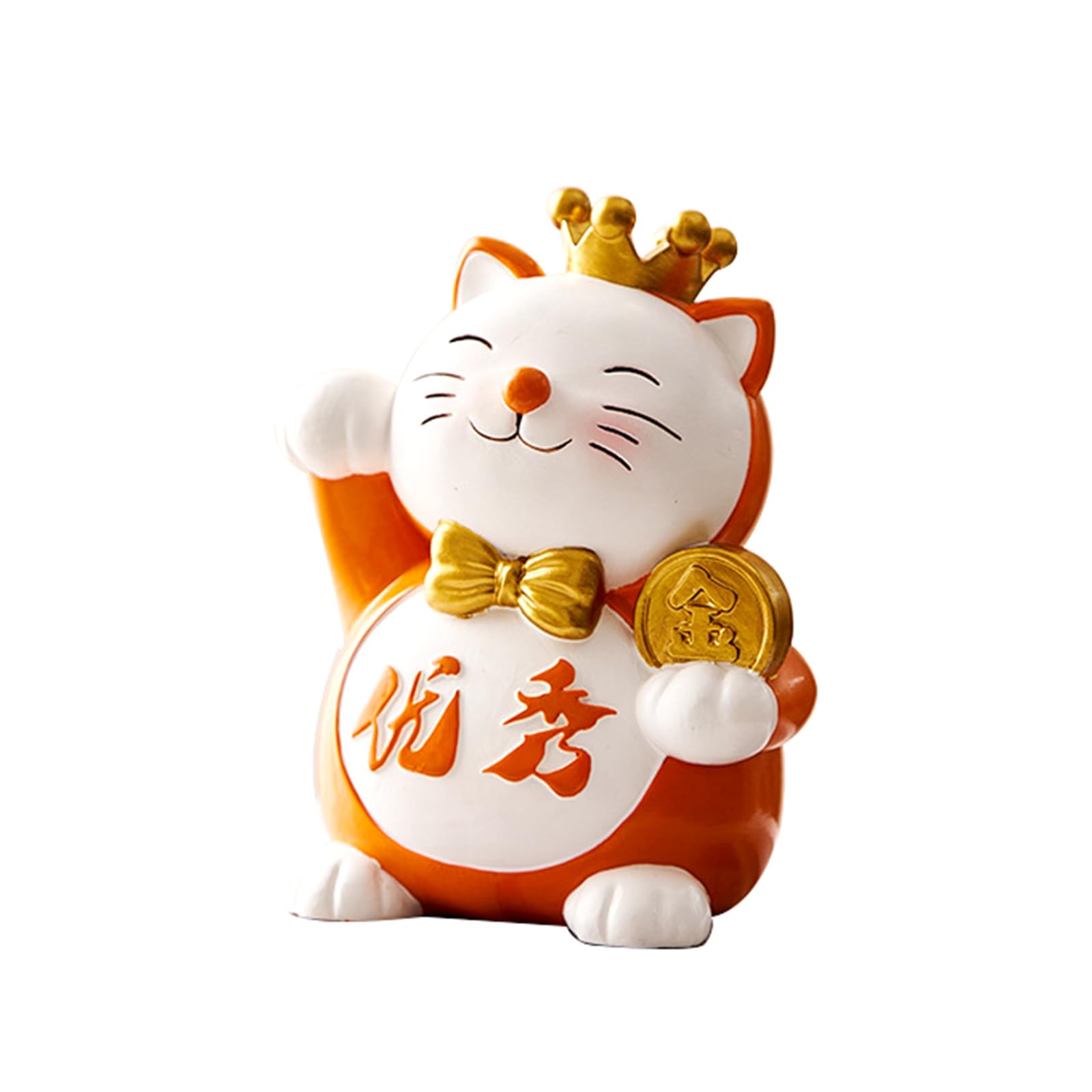KFGISD, Figures Sculpture Key Figurine Home Decor Hallway Zen lover Lucky cat flat figurine tray,Red C,Key Tray(Orange)