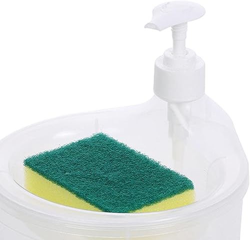 Miniatura 2 de Dispensador de jabón y soporte para fregador, fácil de llenar, práctico, multifuncional, moderno, 33.8 fl oz, dispensador de jabón para lavar platos