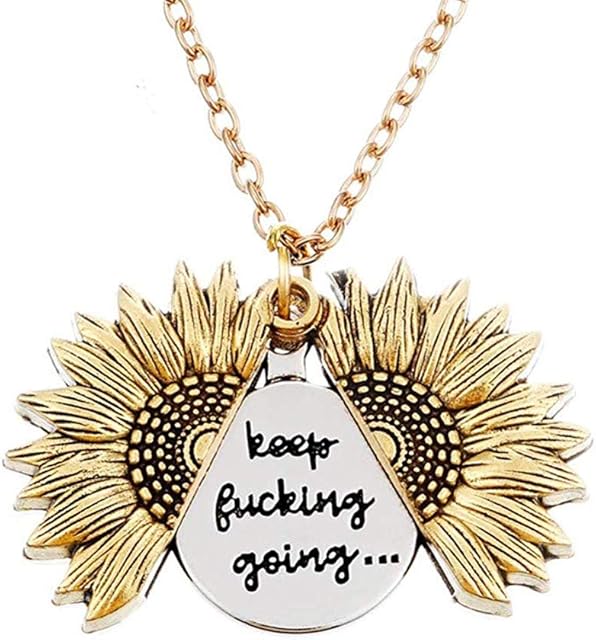 YKULEW Sunflower Locket Necklace Love Mom Engraved Pendant Necklace for Women Girls with Nice Gift Box