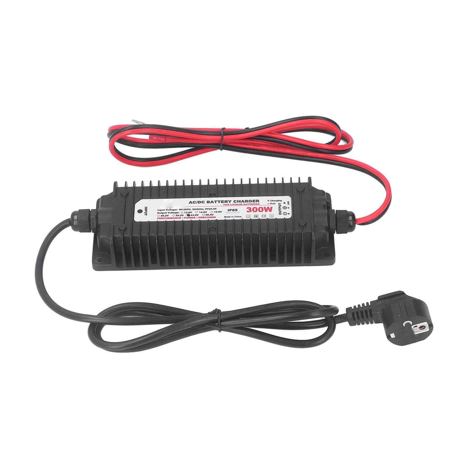Fafeicy Caricabatterie Al Litio Caricatore Caricatore Agli Ioni di Litio 43,8 V 6,7 A 300 W IP65 Impermeabile con Stato LED per Apparecchiature di Veicoli (Spina europea)