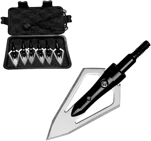 EOOENOON - Cuchillas de caza para puntas de flecha (100 granos, paquete de 6) (biack)