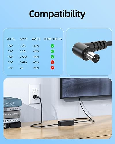 Miniatura 3 de Superer Adaptador de cable de alimentación compatible con monitor LED LG de 22" 23" 24" 24" 22M38D-B 23EA63V-P 24EA53V-P 24EC53V-P 24GL600F-B