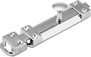 SUL Heavy Duty Tower Bolt, Door Bolt Polished Brass,Mounted Sliding Door Lock, Strong Door Security Bolts with Screws for Storage Units,Shed Doors,Gates,Bathroom(150mm) (150mm Chrome 1pk)