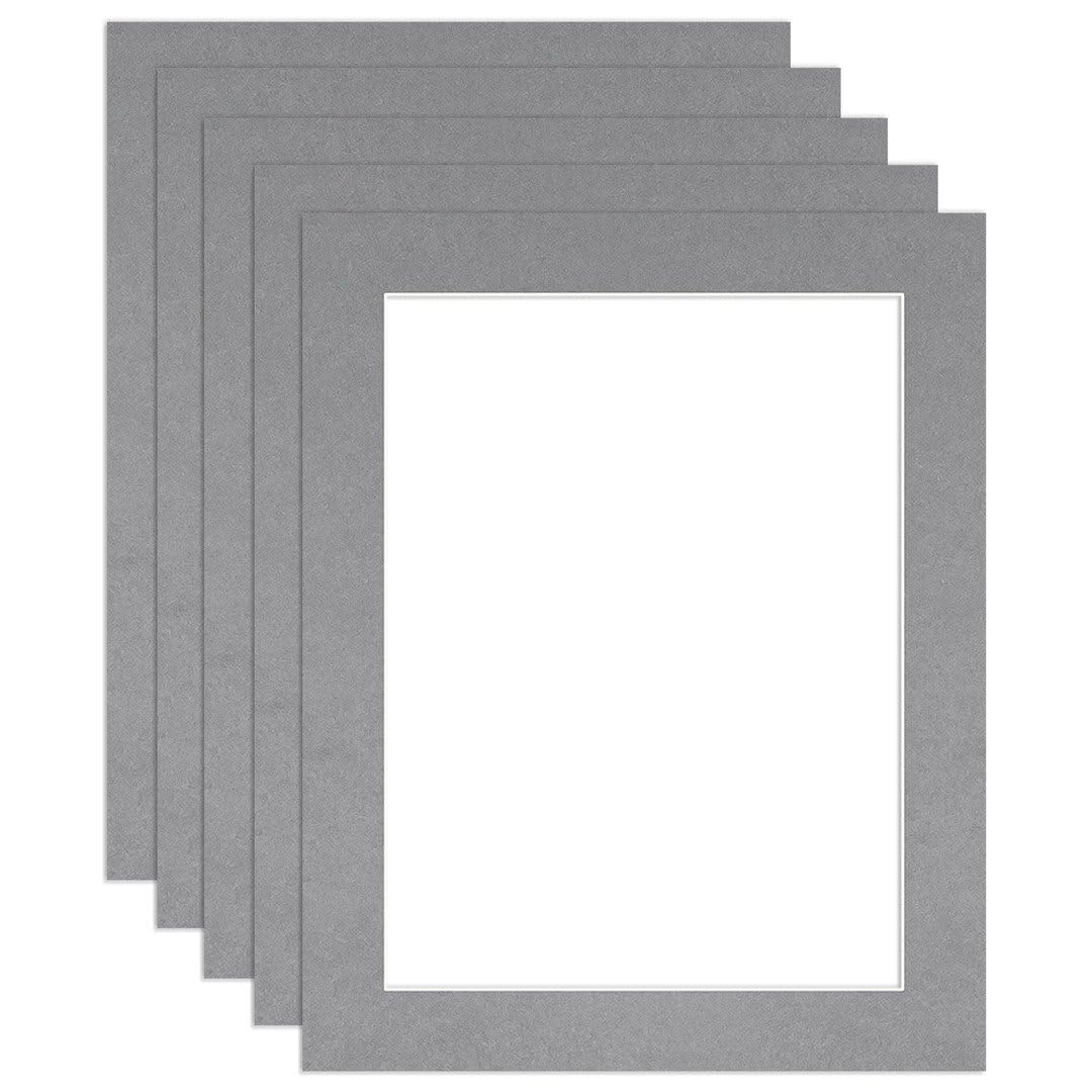 Procut Global 50x40cm Mid Grey Picture Mounts to Fit 40x30cm Aperture - Precision Cut Cardboard Photo Mount - Ideal for Frames, Prints, Artwork & Certificates - Sizes & Colours Available - 5 Pack
