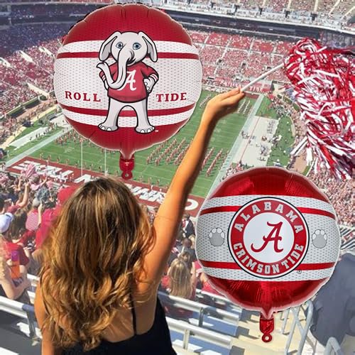 Image of Havercamp University of Alabama Balloons (3 Pack) Alabama Crimson Tide Decorations with 2-Sided Prints featuring Big Al Alabama and Bama's A Logo. Constructed from Premium Mylar Material.