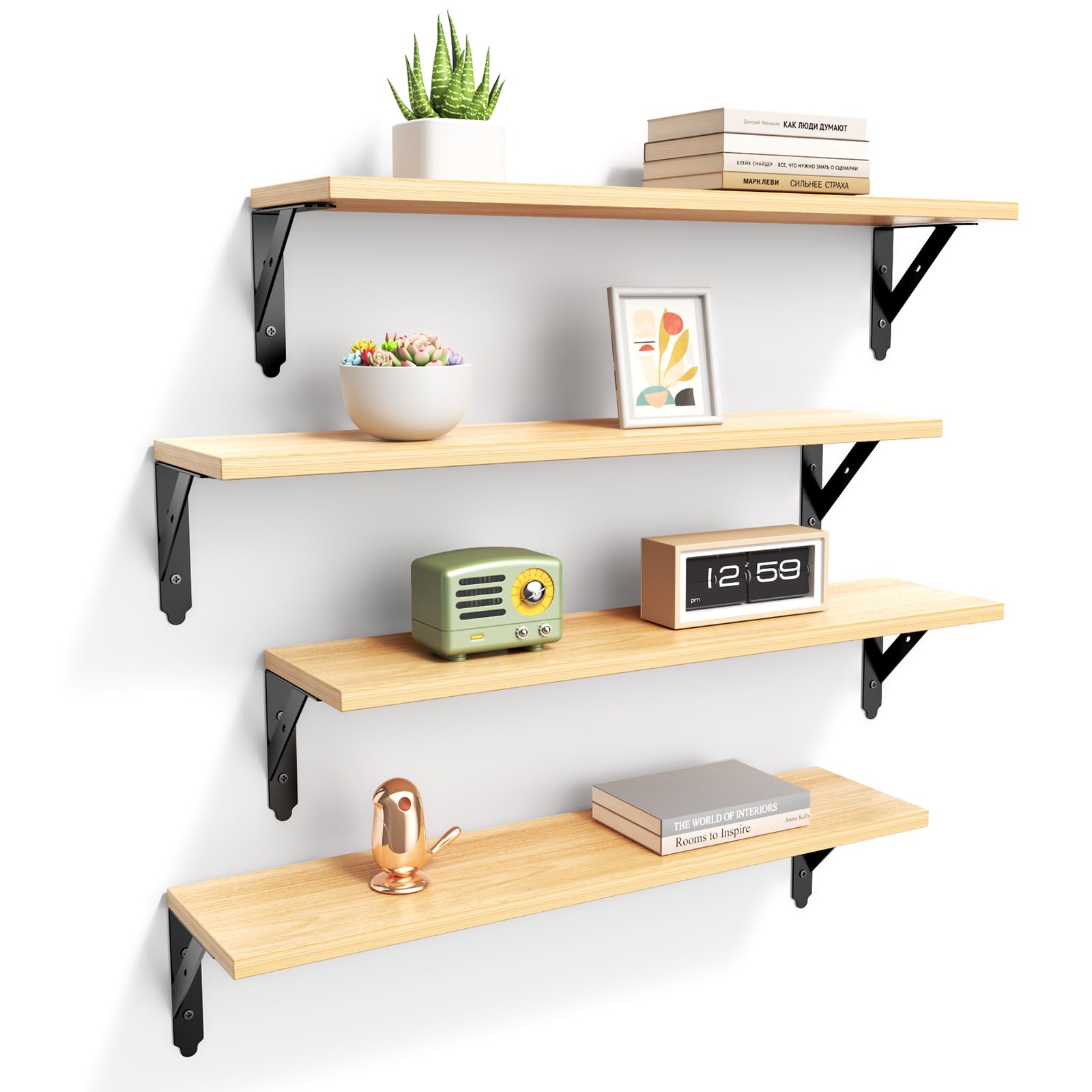 Black Floating Shelves - Set of 4 -14