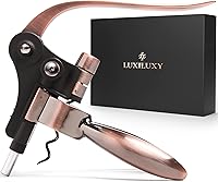 Luxiluxy 2024 Upgraded Wine Corkscrew Opener Set - Never Breaks, 15% Heavier Solid Steel, Foil Cutter, Stopper, Stand & Extra Spiral Kit