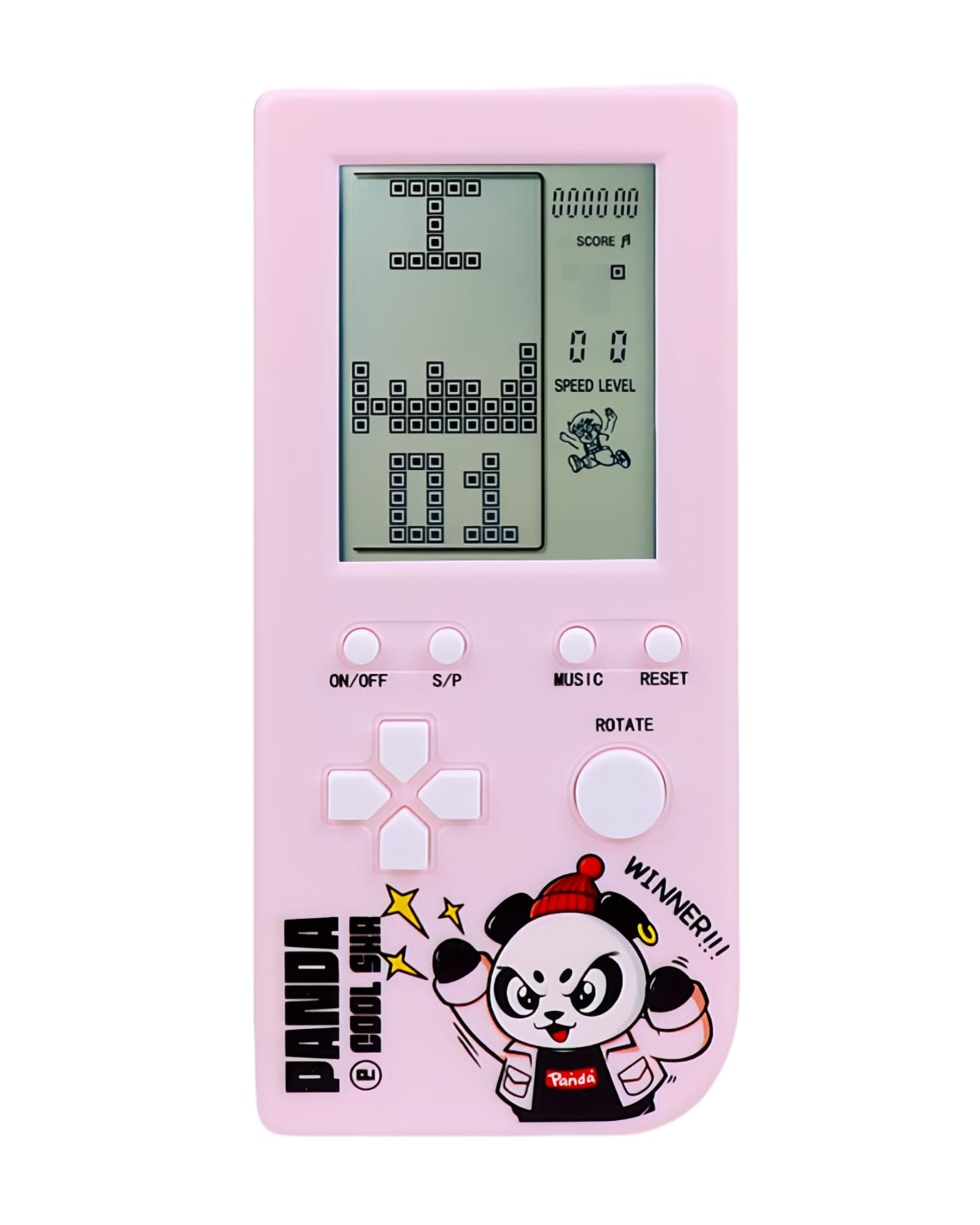 TAQY Panda Cartoon Retro Cube Game Console 26 Brick Games 2574 Levels Adjustable Speed/Difficulty Children/Adult Gandheld Electronic Game Block/Racing/Tank Battle Puzzle Toys (SPink)