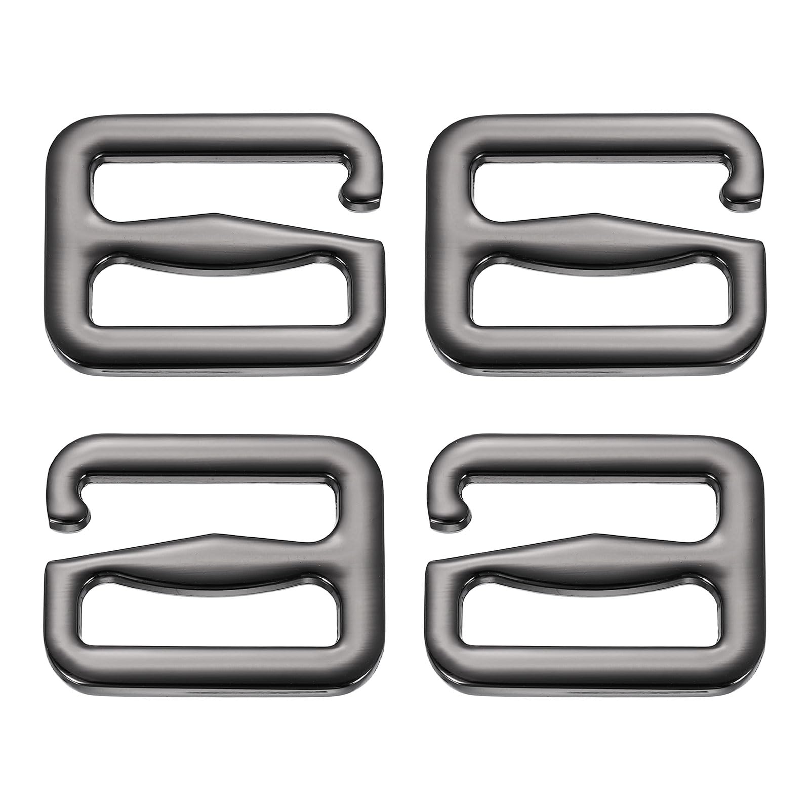 PATIKIL 4 Pcs G-Hook Wave Buckles, 27x47mm Zinc Alloy Adjustable Tri-Glide Slides Backpack Strap Belt Hook Webbing Release Buckle Replacement Clips for Outdoor Luggage, Gun Black