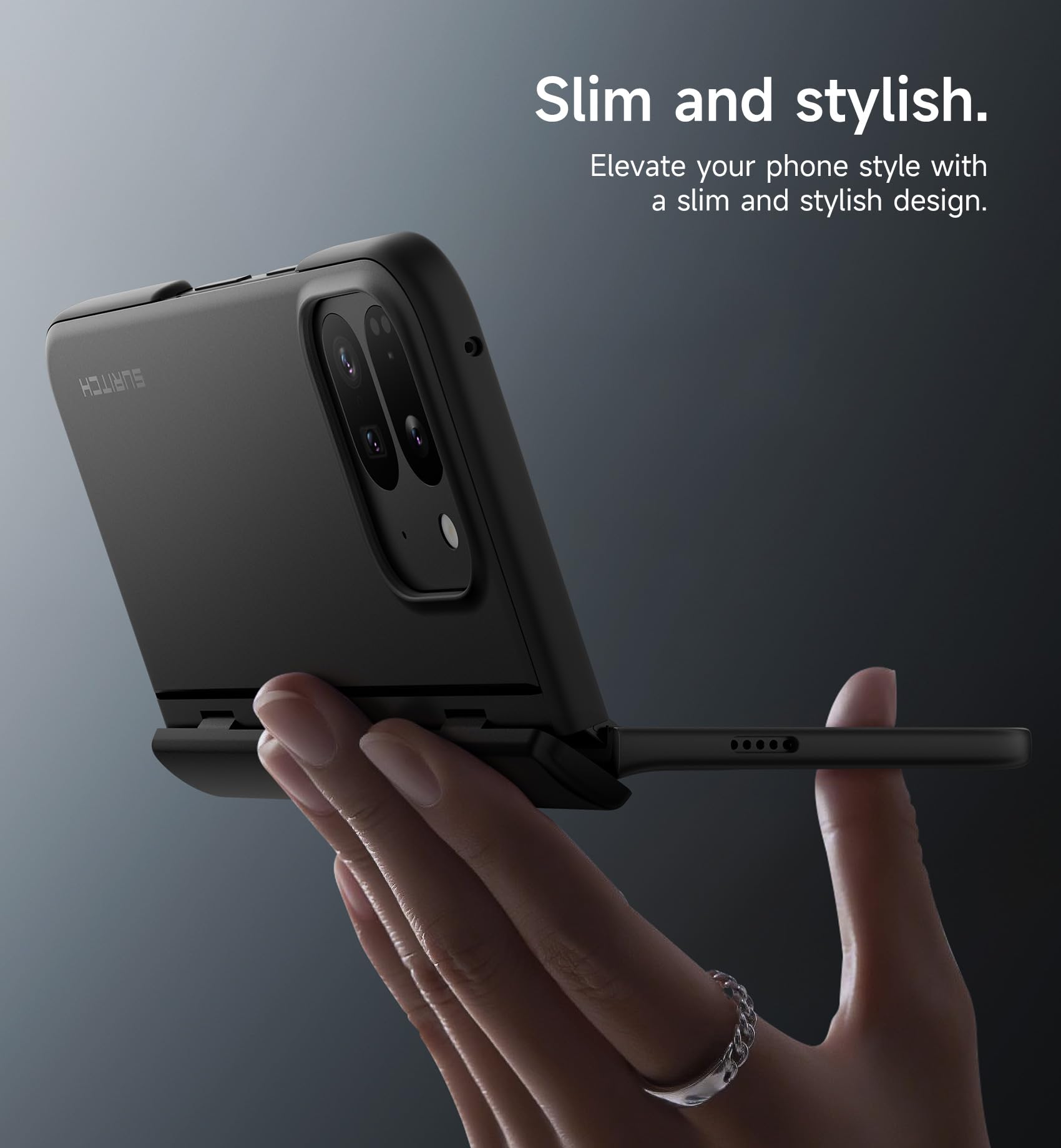 CANSHN Magnetica Cover per Google Pixel 9 Pro con Cavalletto(6.3 Pollici), [ Protezione Completa Della Fotocamera] Custodia Traslucida Opaca Protettiva Sottile Antiurto,Nero