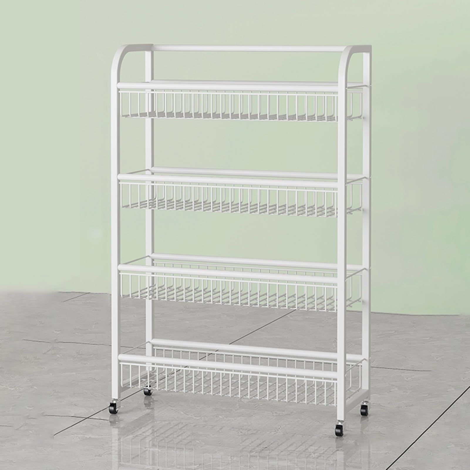 Generisch Verkaufsregal, 4-stöckiger Snackwagen, freistehender Süßwaren- und Snack-Organizer, weißes Unterbauregal für Zuhause, Büro und Speisekammer, 50 cm (19,7 Zoll)