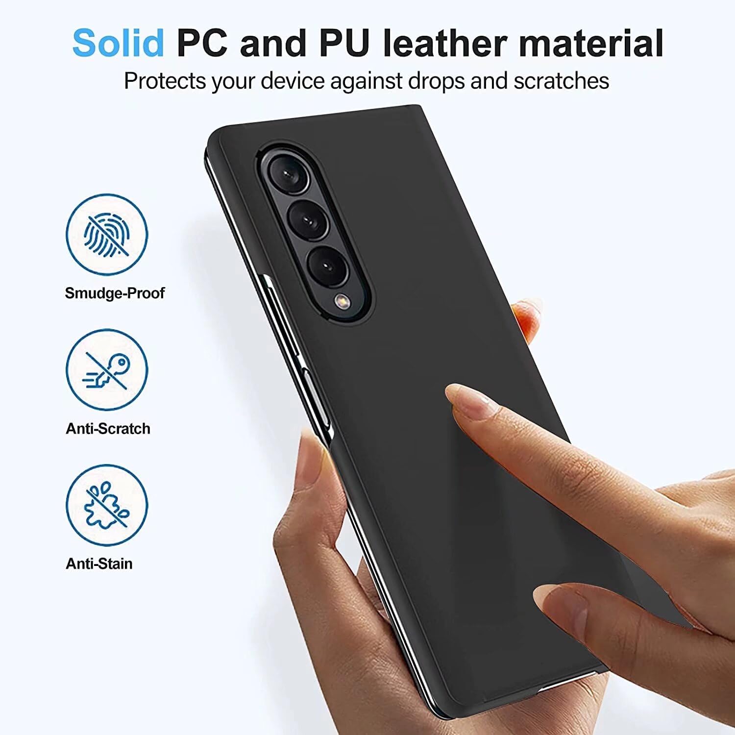 Etui do Samsung Galaxy Z Fold 4, etui z klapką z funkcją stojaka, PC/PU, półprzezroczysty, odporny na wstrząsy, etui ochronne na telefon Samsung Galaxy Z Fold 4, fioletowe