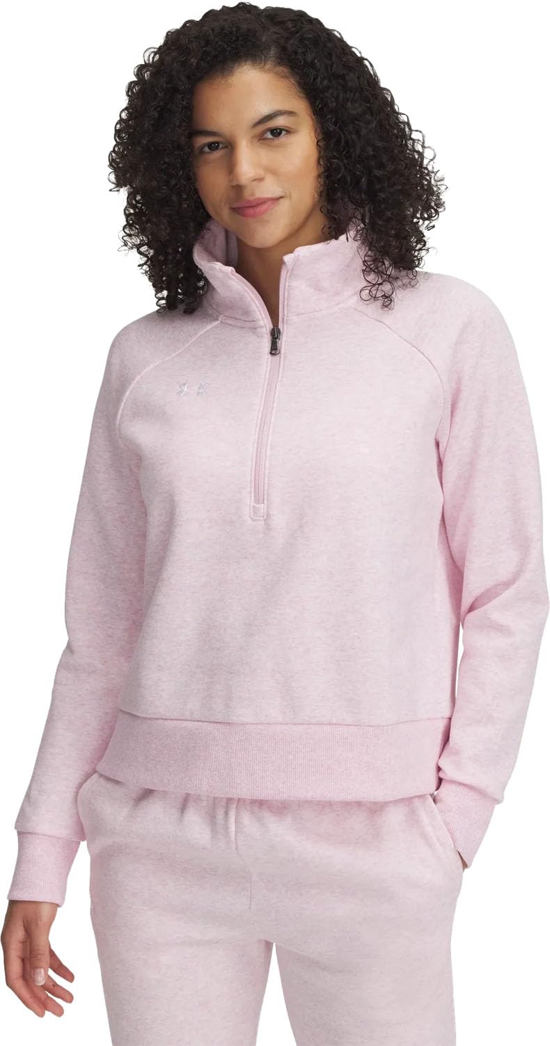Under Armour Women's (647) Prime Pink / / White Underarmourrivalfleecehalfzipsweatshirts