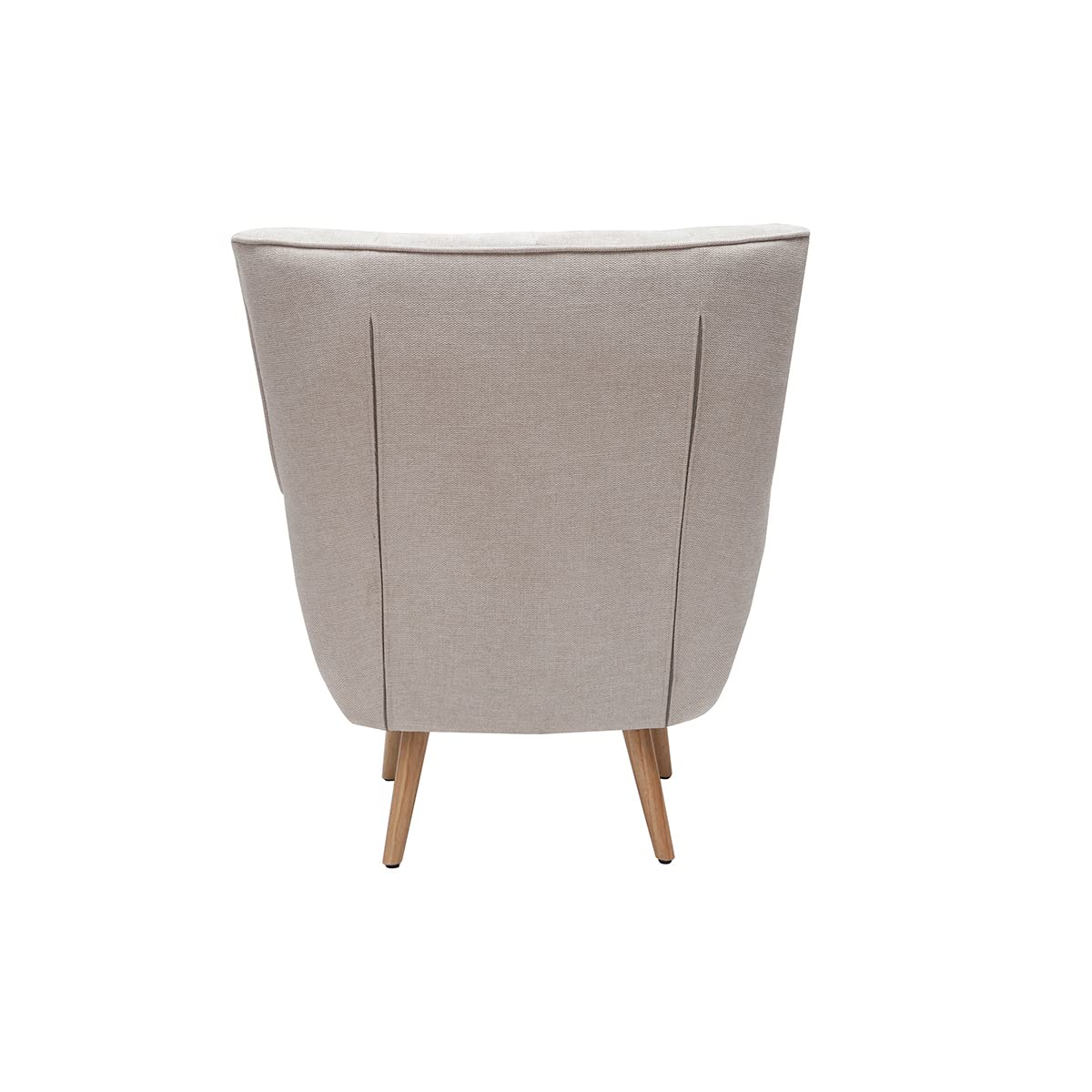 Miliboo Fauteuil scandinave en Tissu Effet Velours texturé Beige et Bois Clair Avery