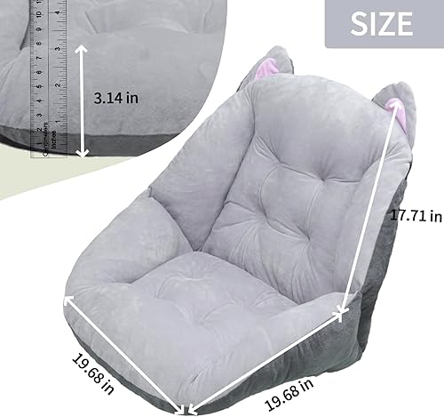 Miniatura 4 de Cojines de felpa para silla de oficina, almohadilla antideslizante con respaldo, almohada gruesa para silla cómoda para dormitorio, cojín suave para