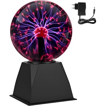 Magic 6 Inch Plasma Lamp Fascinating Plasma Ball with Touch Control & Voice Control for Parties Children's Room Decoration and Educational Purposes Ideal Christmas and Birthday Gift [Energy Class A+++]