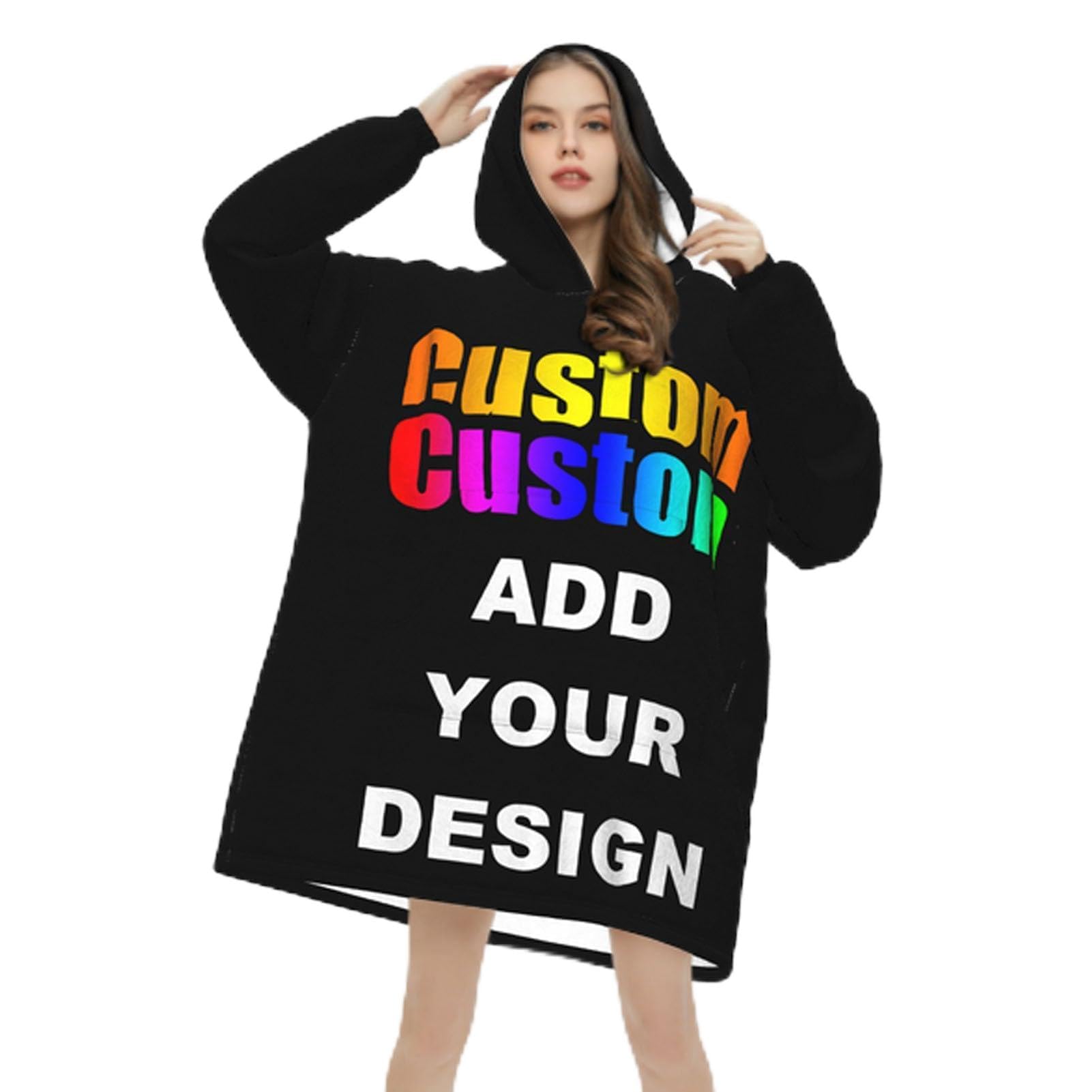 Custom Hooded Blanket Coat, Personalized Wearable Blanket Hoodie for Women, Cozy Soft Warm Plush Hooded Blanket Gifts/Cosy Flannel Poncho Sherpa Hood