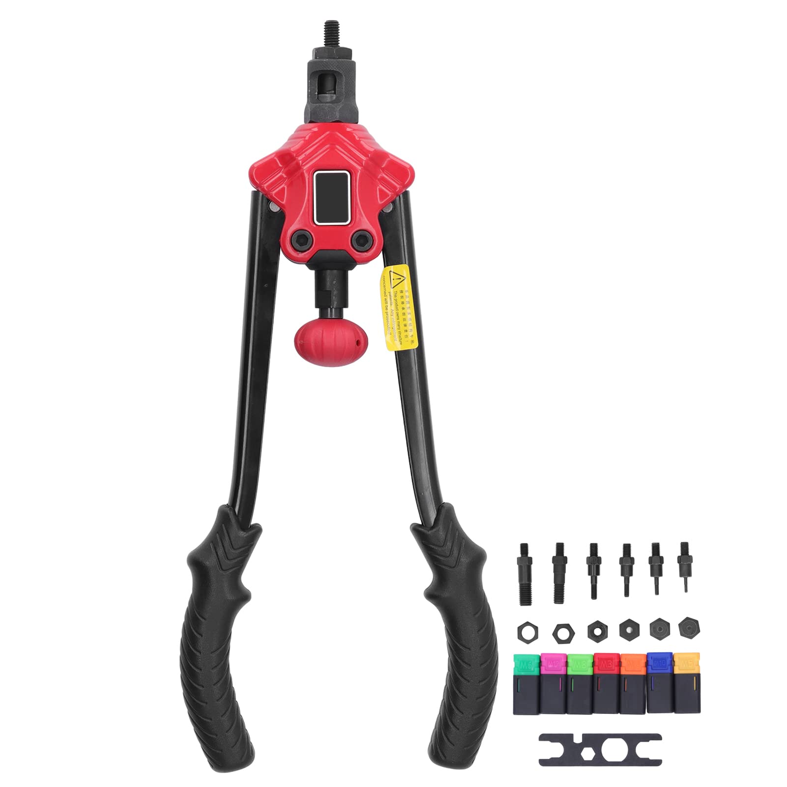Wakects Kit de Pistola para Tuercas Remachadoras Herramienta de Alicates de Remachado Manual de Acero con Alto Contenido de Carbono para Insertos M3 M4 M5 M6 M8 M10 M12 de 9 Mm con Llave de Mandril