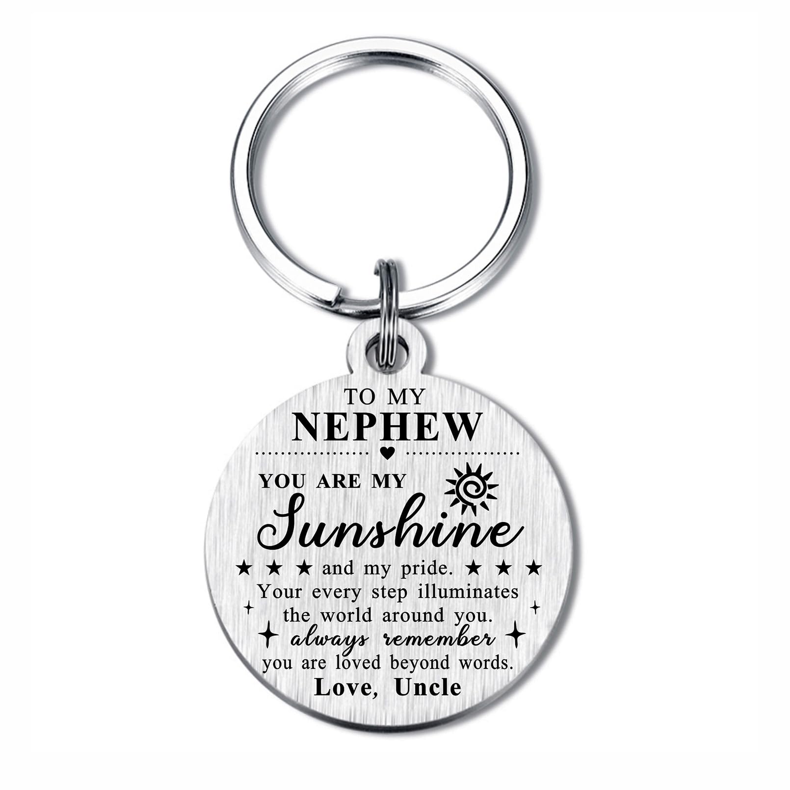 DGXMD Gifts for Nephew - I Love You Nephew Inspirational Quote Keychain - Nephew Birthday Graduation Gifts from Aunt Uncle