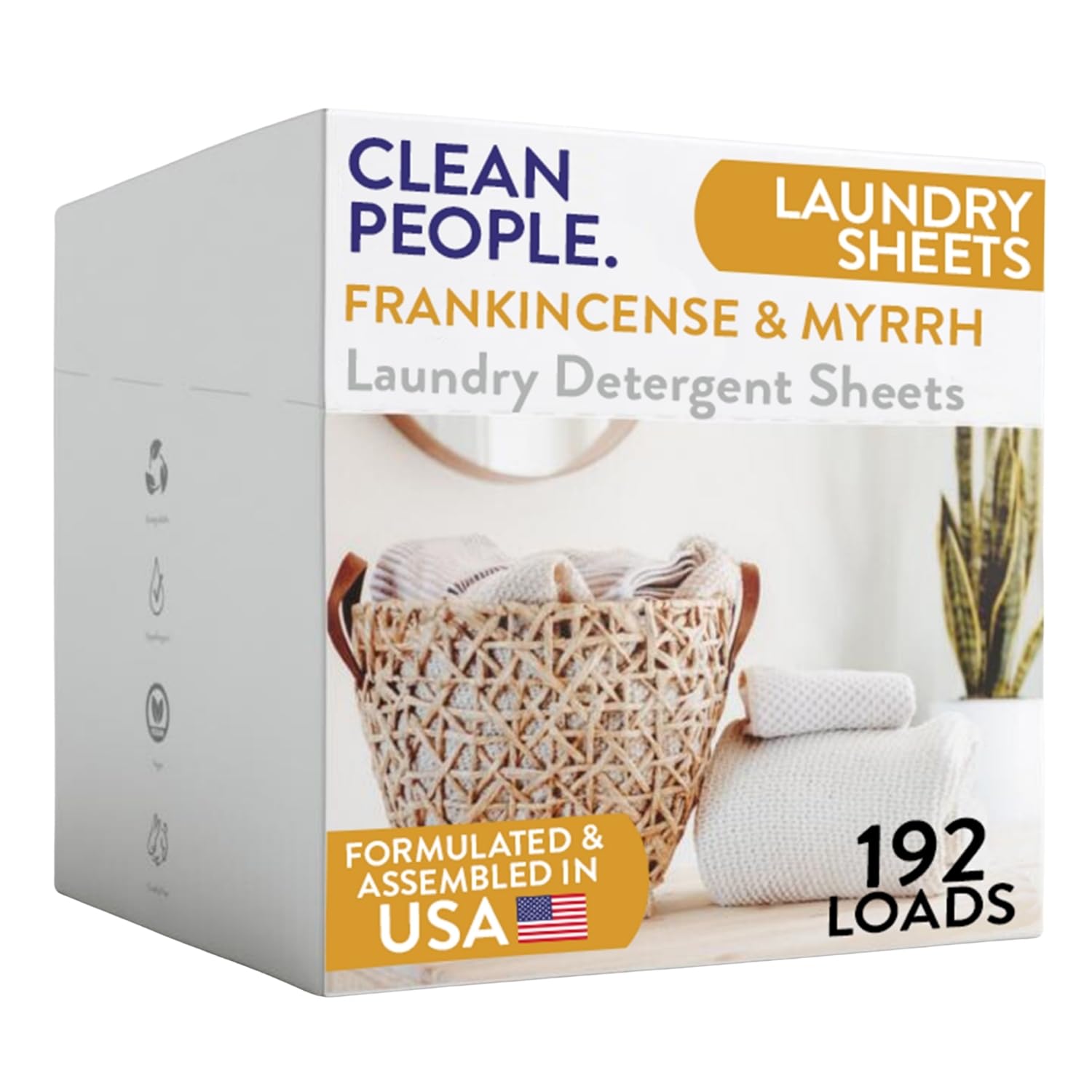 The Clean People Laundry Detergent Sheets - Laundry Soap - Ultra Concentrated, Recyclable Packaging, Stain Fighting - Frankincense &amp; Myrrh, 192 Pack