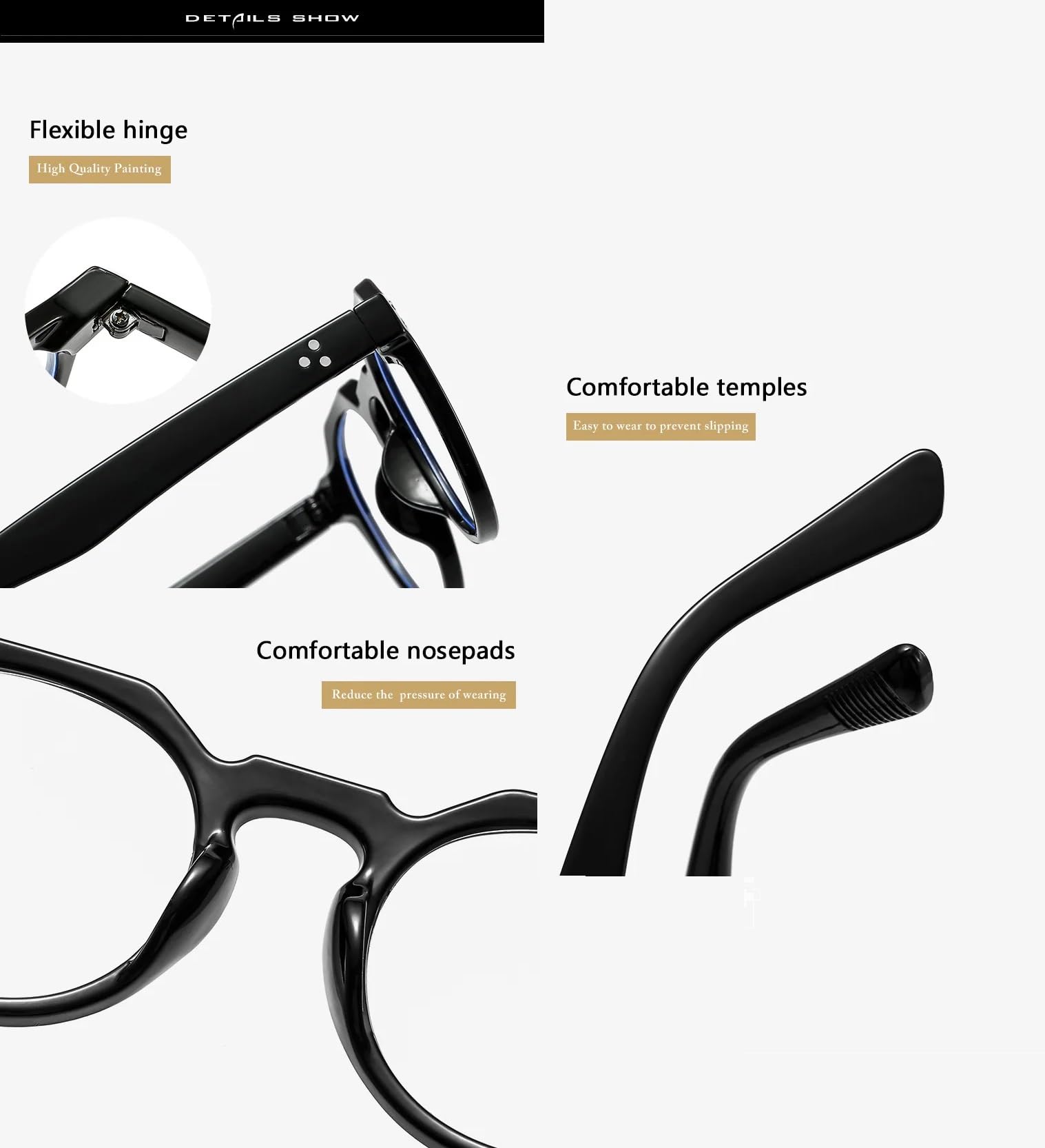 AUGEN Clear Lens Full Rim Square Spectacle Frame For Men And Women | Unisex Eyeglass | Round (C1) - Image 5 thumbnail