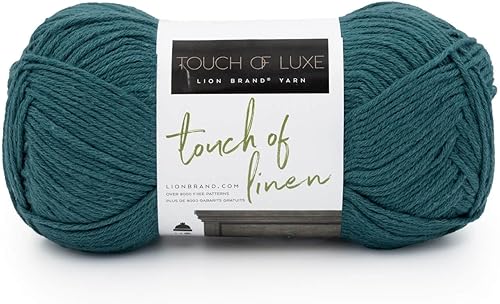 Lion Brand Yarn Toque de hilo de lino, pavo real