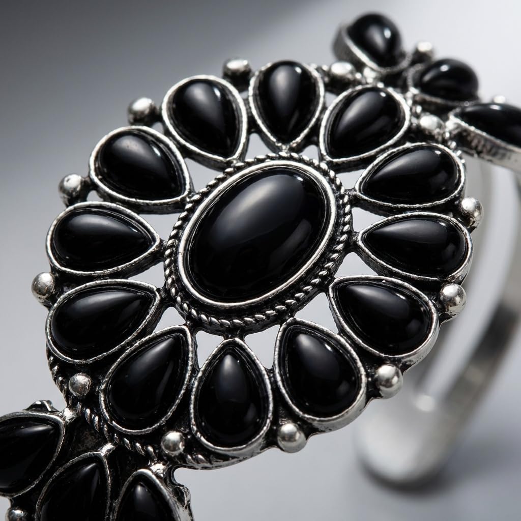 Western Bracelets for Women Vintage Style Open Cuff Black Western Bangle Jewelry