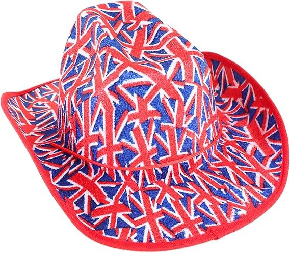 Toyland® Union Jack Flag Design Velvet Cowboy Hat - British Fancy Dress - British Celebrations