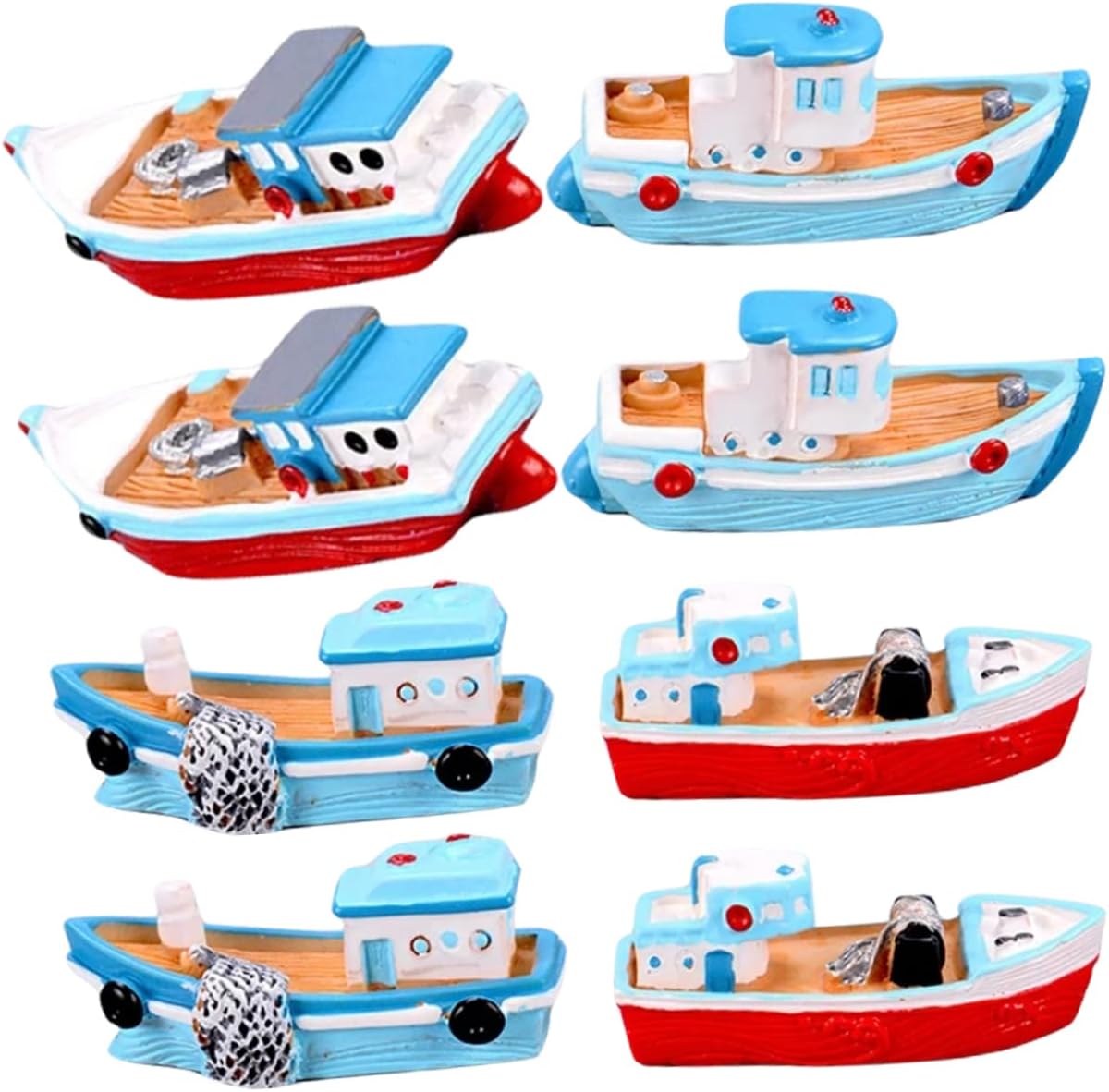 STOBOK 40pcs Mediterranean Style Resin Fishing Boat Models Nautical Decorations for Bedroom Cabinet Creative Miniature Ornaments for Desktop Landscape Craft