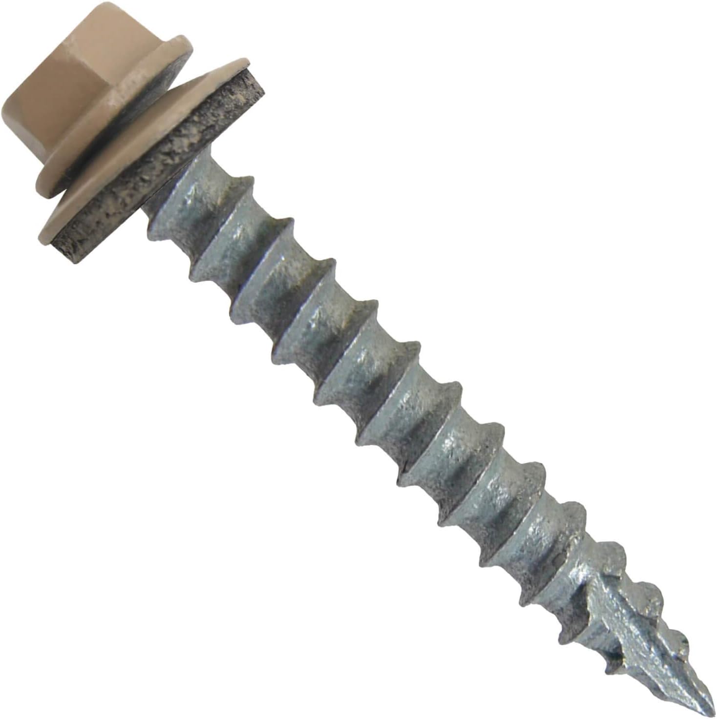 #14 Metal Roofing Screws: (250) Screws x 1-1/2" TAN Hex Washer Head Metal Roof Screw. Self Tapping Metal to Wood Sheet Metal Roofing siding Screws EPDM Washer w/Colored Head Roofing Screws.