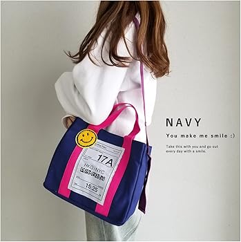 Amazon | [DIVA Rose] スマイル トートバッグ キャンバス 2way 斜