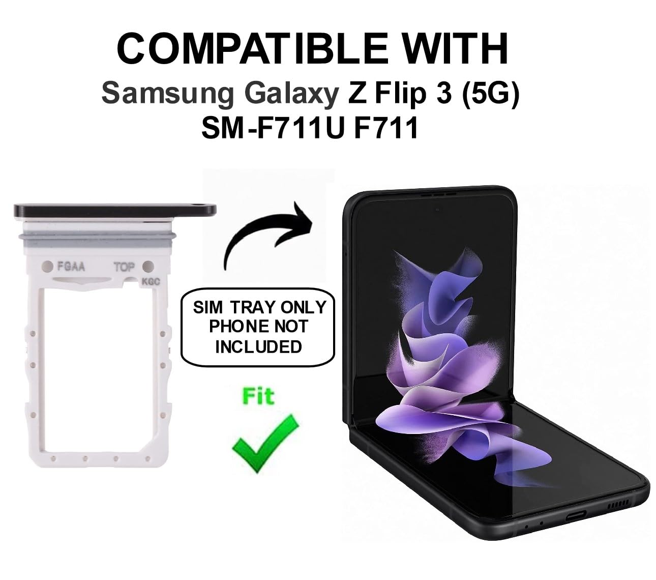 PHONSUN SIM Card Tray for Samsung Galaxy Z Flip 3 5G SM-F711U F711