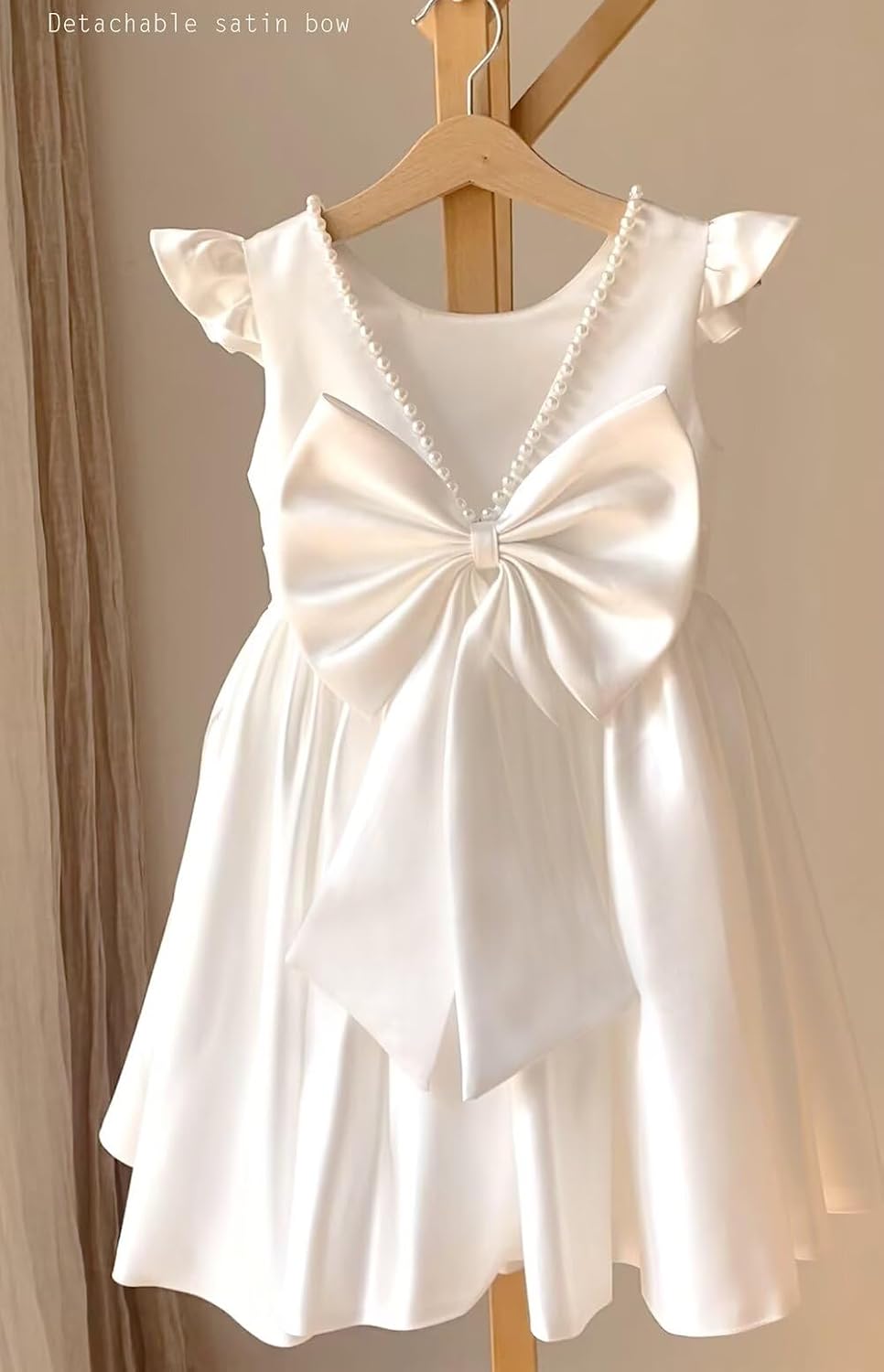 Short Satin Tutu Dress for Girls Formal Wedding Flower Girl Dress for Holiday Pageant Prom Party