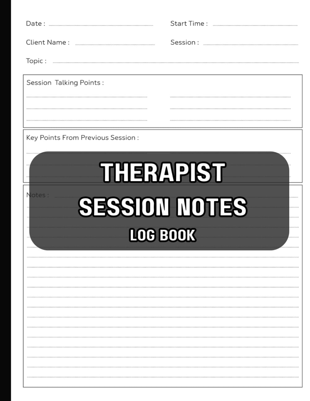 Session Notes Notebook | Session Notebook For Therapists | Therapist Notebook | Session Logbook (LogMaster Series)