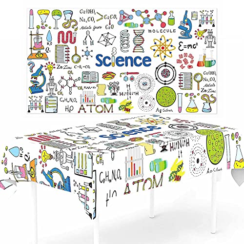 1pc Oxford Cloth Bright Color Science Themed Table CoverScience Table Decoration Chemistry Geometry Astronomy Biology Physics Themed Tablecloth for Kids Birthday Science Lab Party Classroom Event