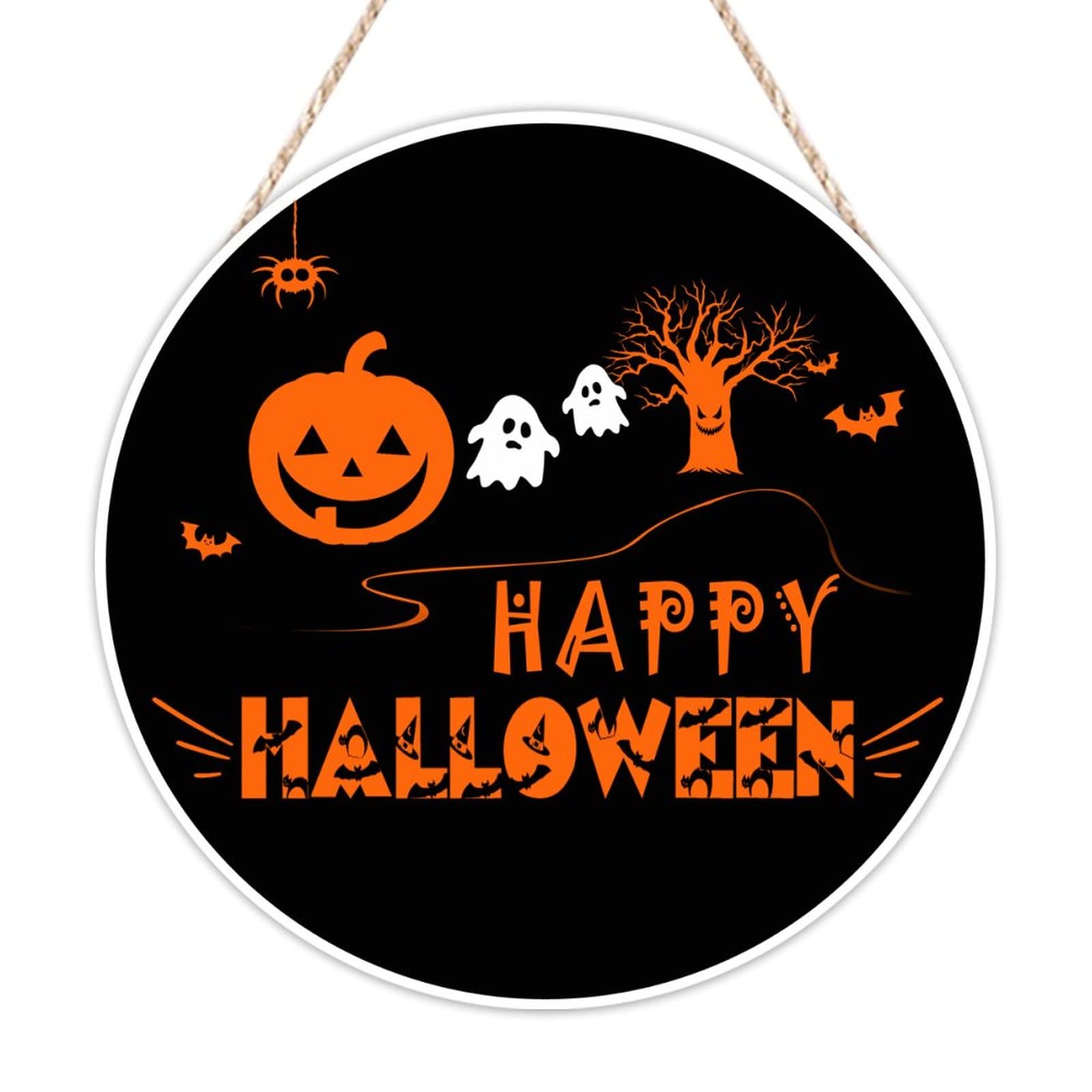 Panneau de bienvenue Halloween bois plaque suspendre décoration murale 40cm