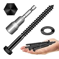 Vista 21 de Mywish (8 juegos) pernos de retraso de cabeza hexagonal de 1/2 x 3 pulgadas, tornillos de retraso resistentes con arandelas, pernos de acero