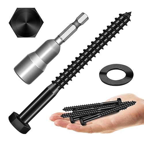 Miniatura 43 de (8 juegos) Pernos de retraso de cabeza hexagonal de 3/8 x 4 pulgadas, tornillos de retraso resistentes con arandelas, pernos de acero inoxidable 304