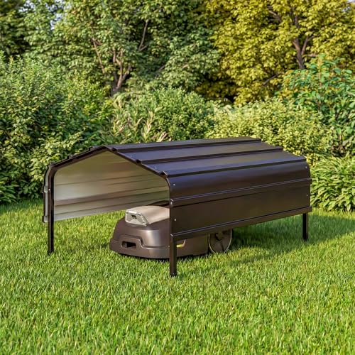 LAUSAINT HOME Robot Mower Garage Outdoor Storage Shed with Rust-Resistant Metal Roof All-Weather Protection for Lawn Mowers Garden Tool Fits Most Standard Lawn Mowers
